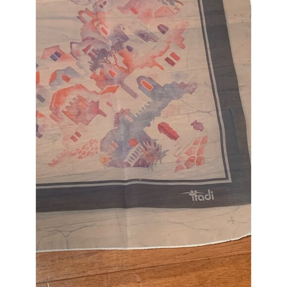 Vintage Itadi Abstract Print Sheer Scarf 29" x 29" - Picture 2 of 9